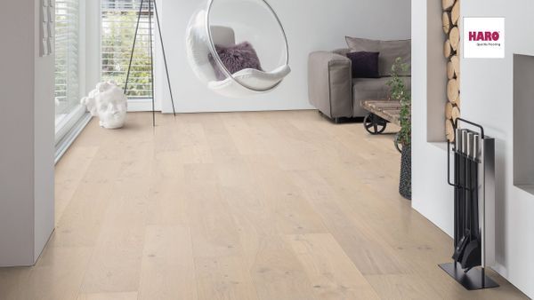538935 HARO PARKETT Landhausdiele 4 V Eiche kristallweis Sauvage strukturiert Int
